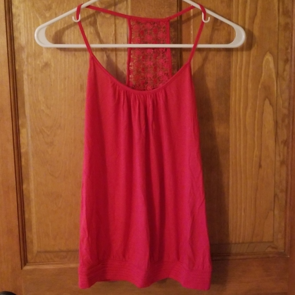 Express racerback crochet detail tank pink